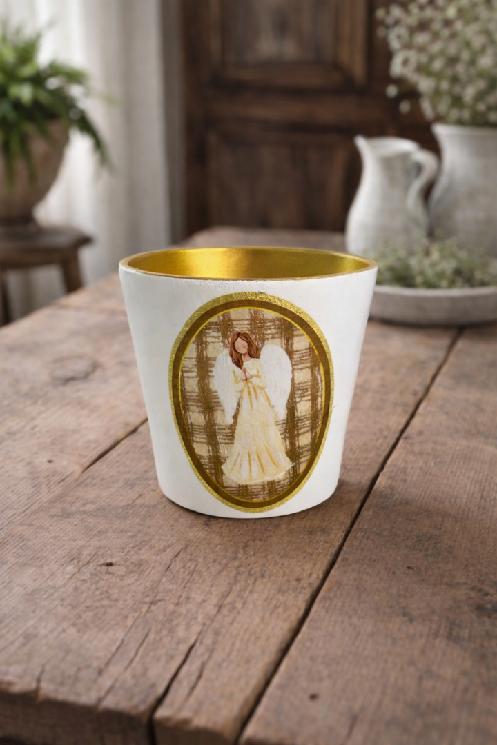 Planter Christmas Angel Beige *CM