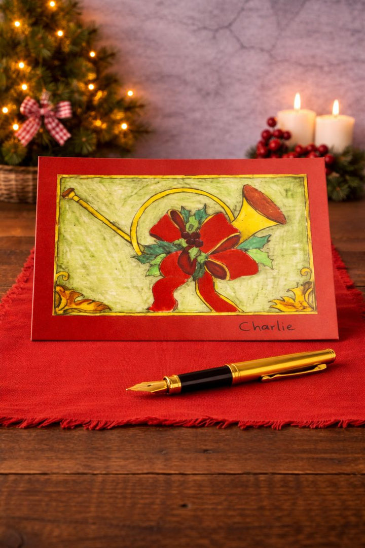 Christmas Horn Card - Pack of 10 *CM