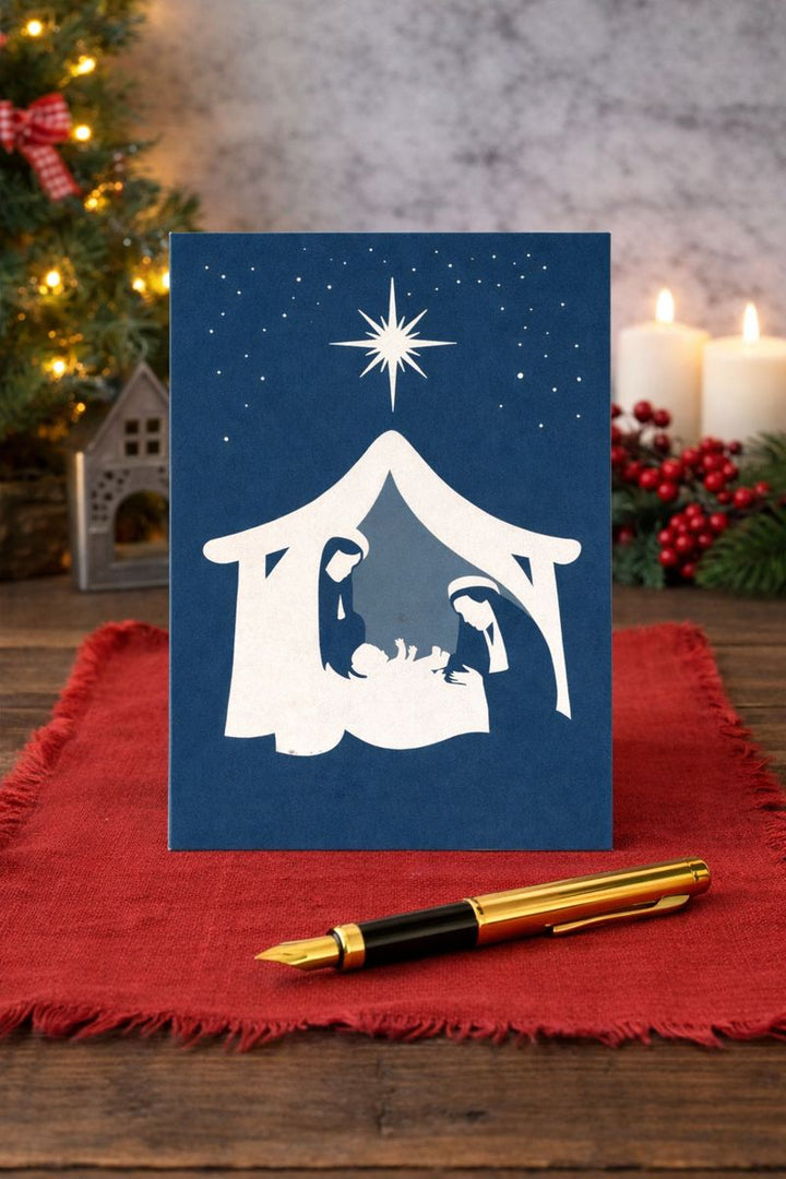 Card Christmas Nativity Screen Print *CM