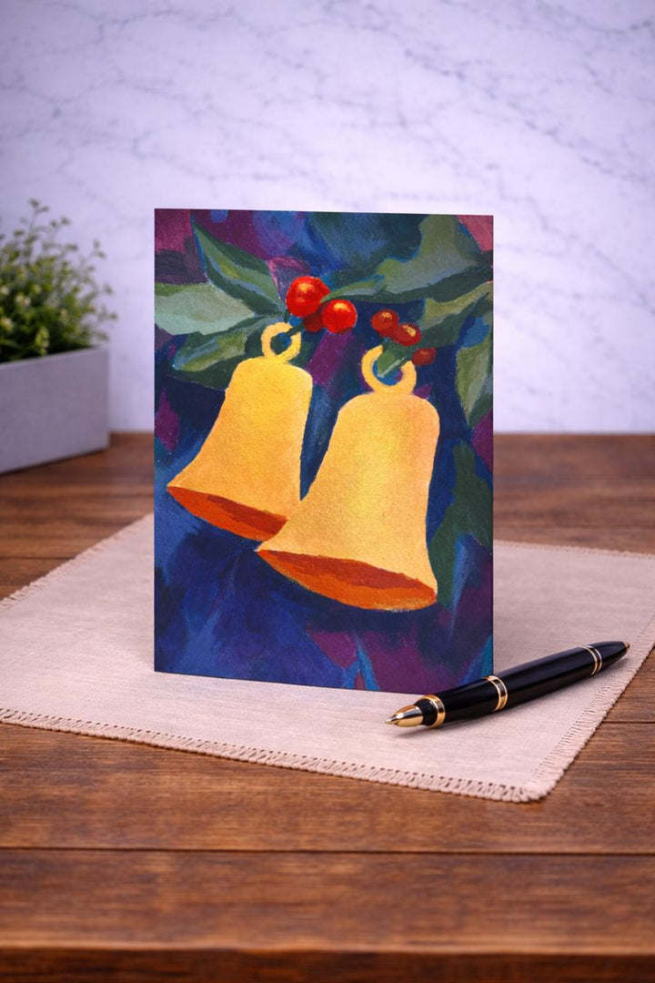 Card Christmas Holly Bells Pack 10