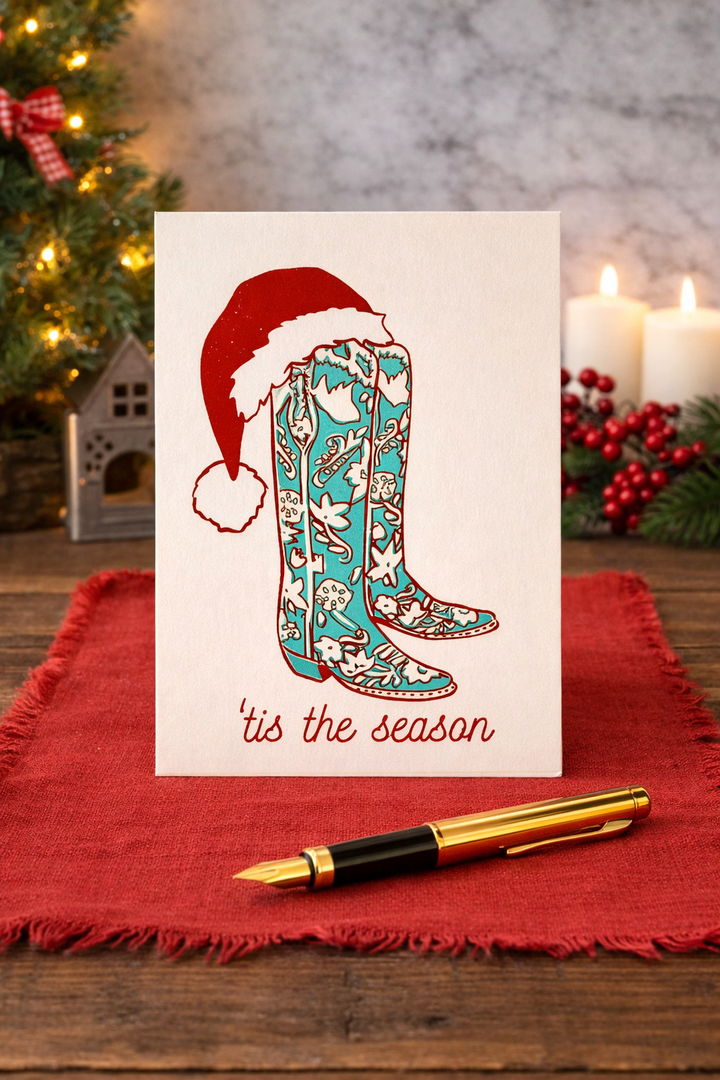 Card Christmas Boots Screen Print *CM