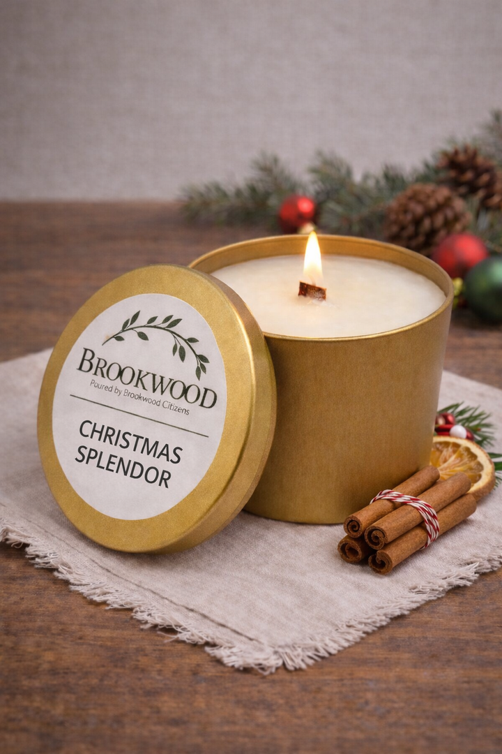 Candle Gold Tin Christmas Splendor *CM