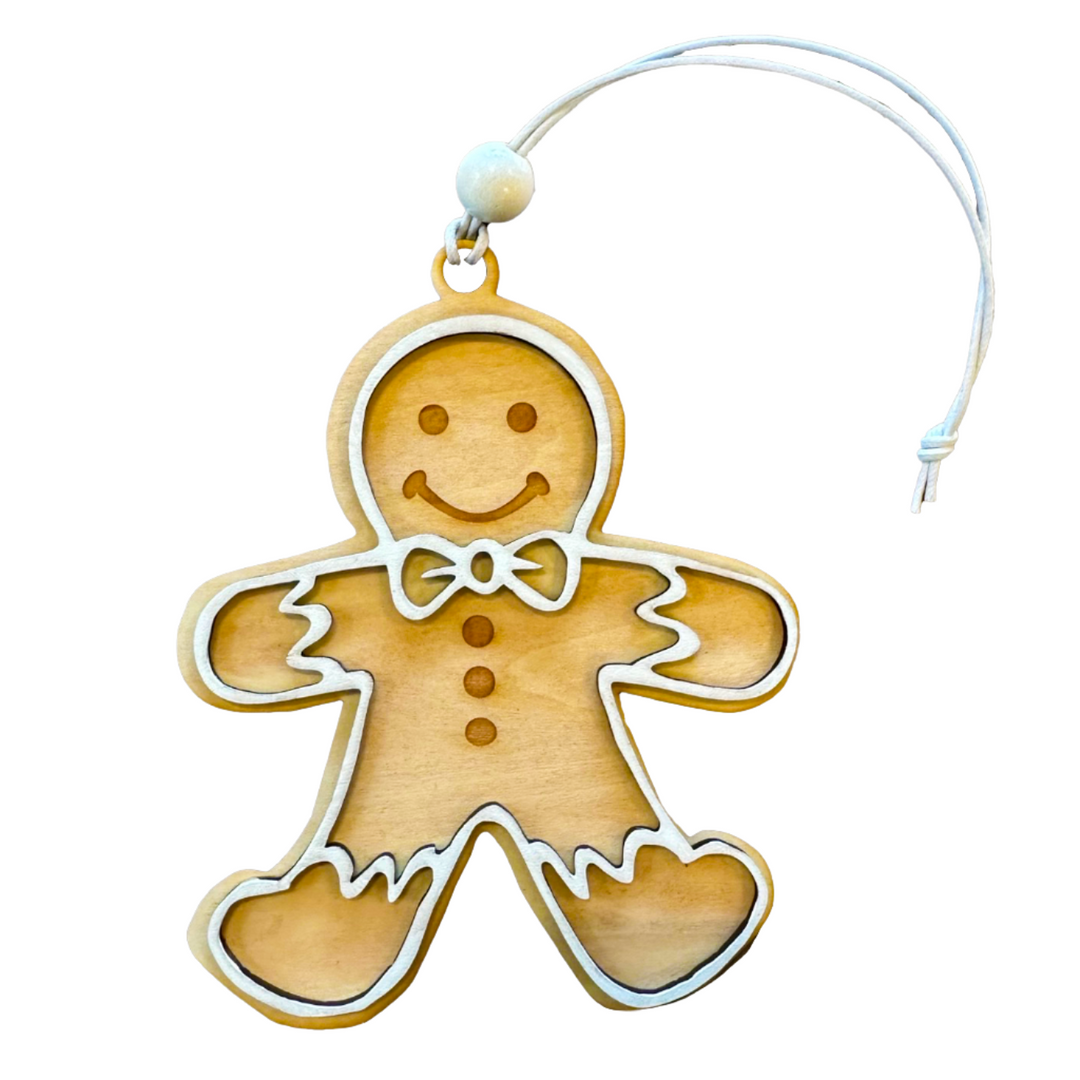 Ornament Gingerbread Man White Wood Bead *CM