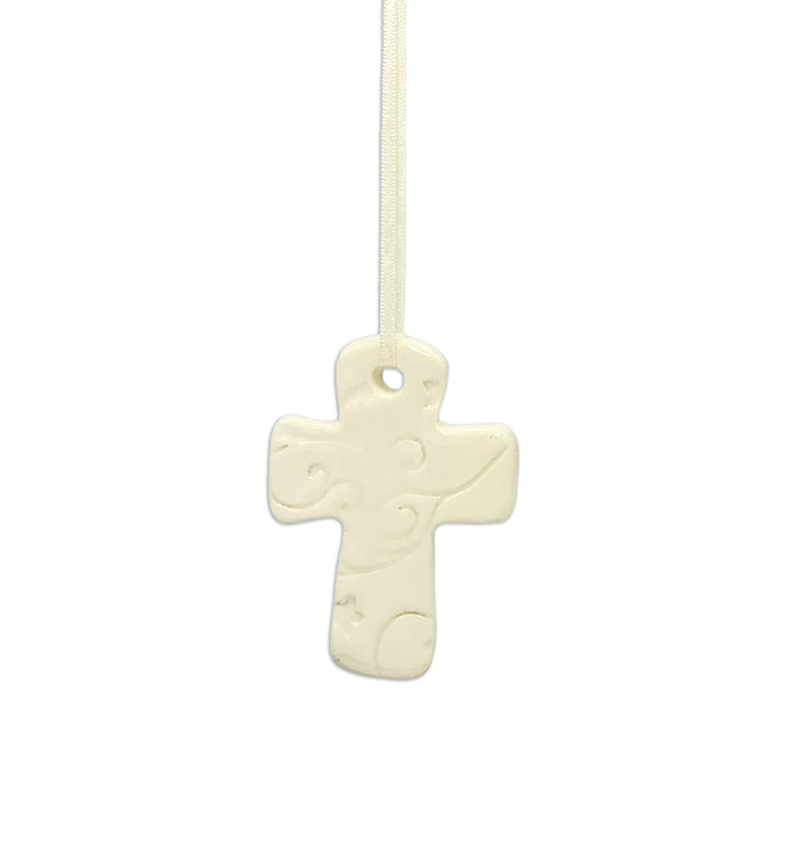 Ornament Cross White with Pattern *CM