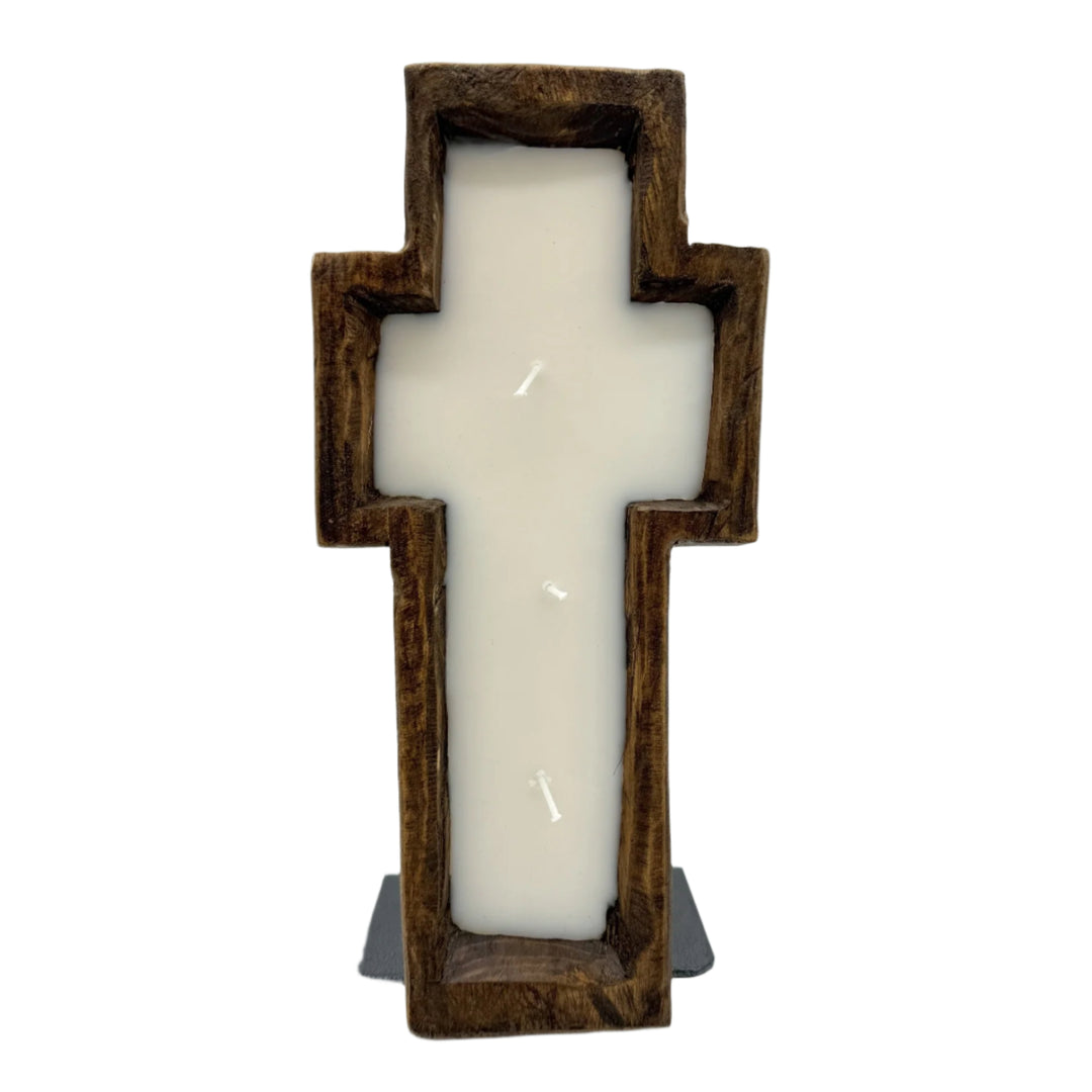 wooden cross candle 