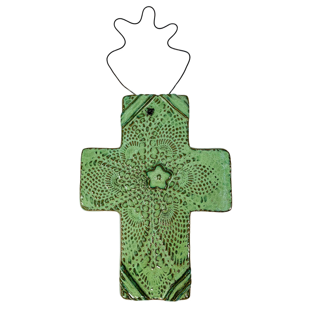 Cross Ceramic Doily Green