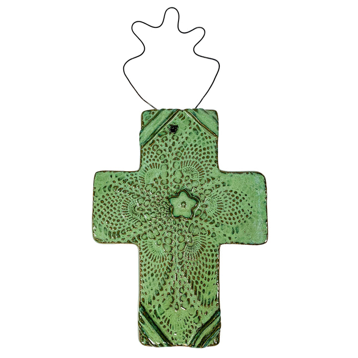 Cross Ceramic Doily Green *CM
