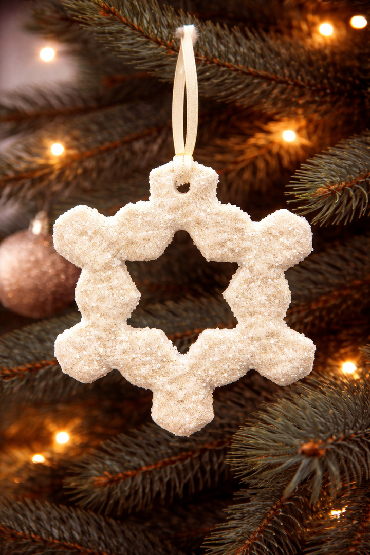 Ornament Cutout Snowflake Sugared White