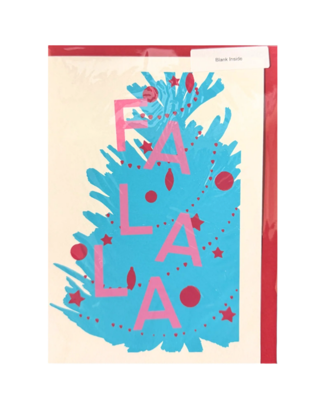fa la la Christmas card with red envelope 