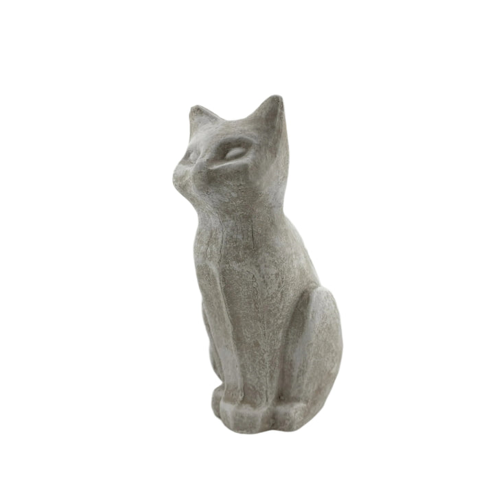 feline cat no bow side view , stone casting 