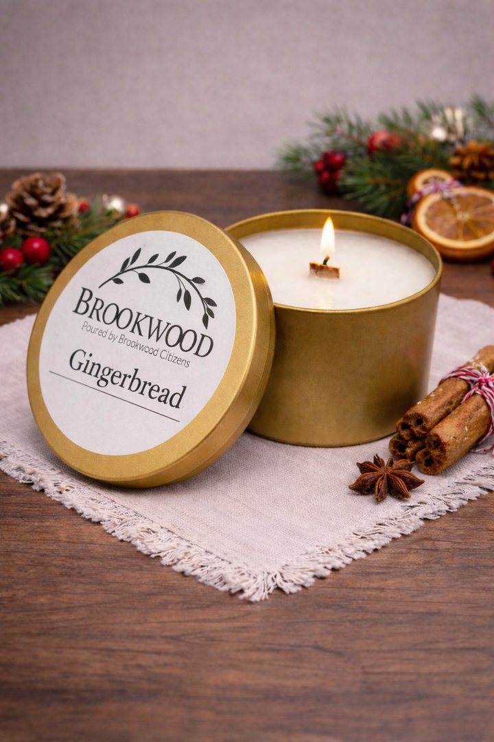 Candle Gold Tin Gingerbread *CM