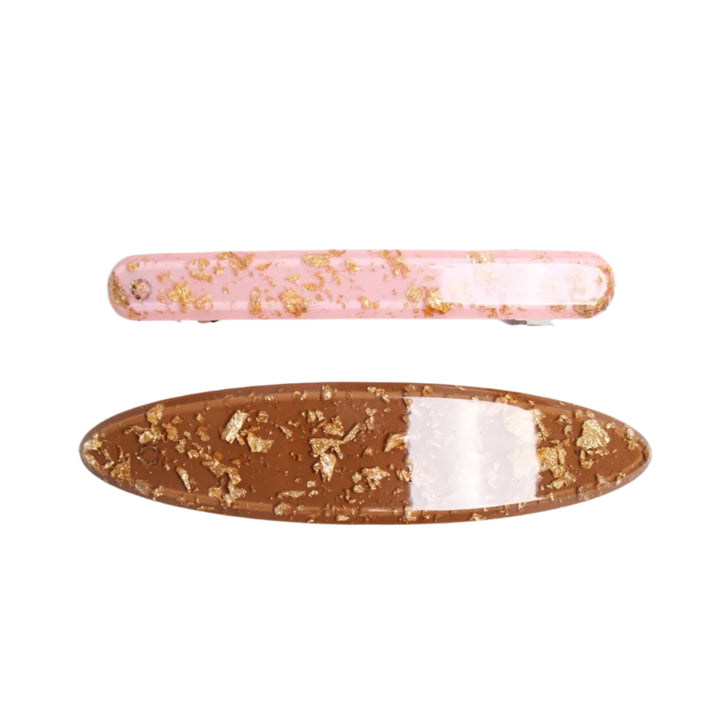 gold fleck barrettes banded 