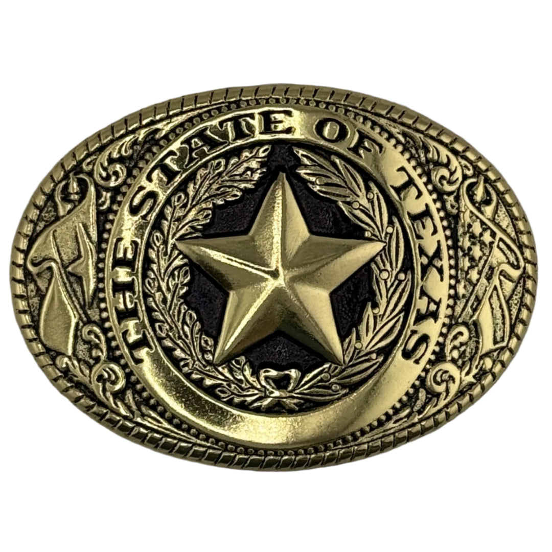 gold state of texas seal belt buckle