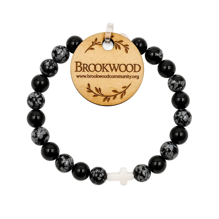 Bracelet Grant Black Beads With A Cross *CM