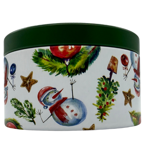 green tin christmas candle 