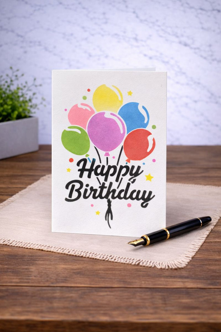 Happy Birthday Balloons Stamped Card - Single *CM