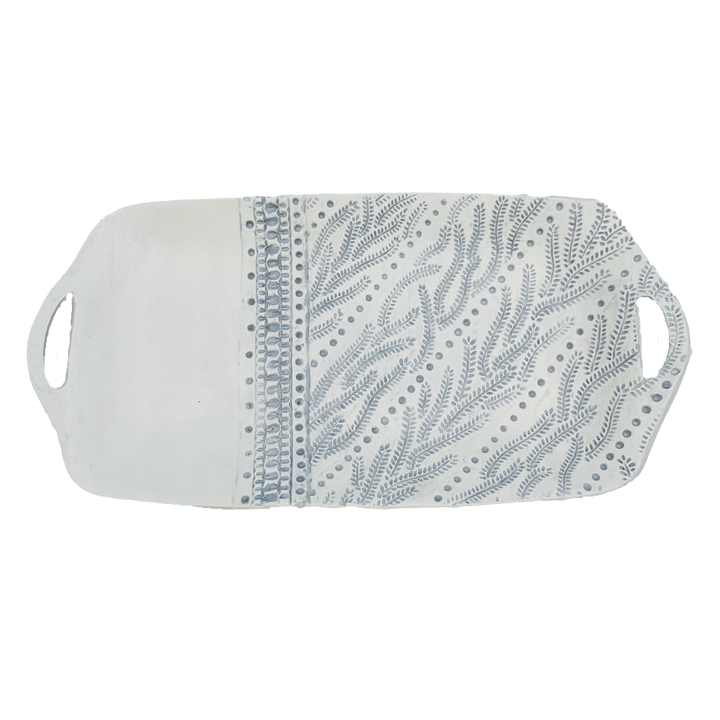 Platter Winter Fern Rectangular Pearl Gray *CM
