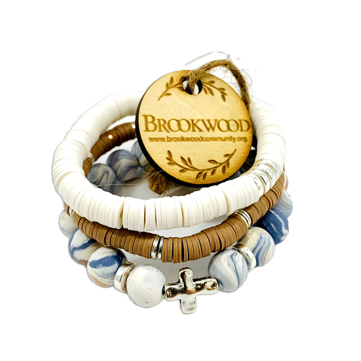 Bracelet Three Piece Set Silver Natural  *CM