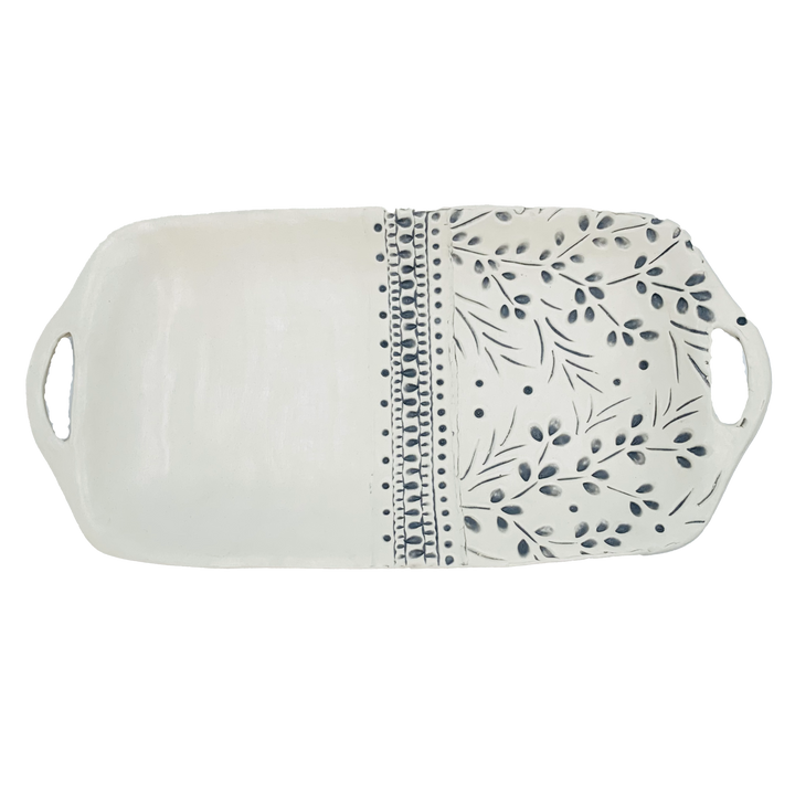 Platter Winter Branch Rectangular Pearl Gray *CM