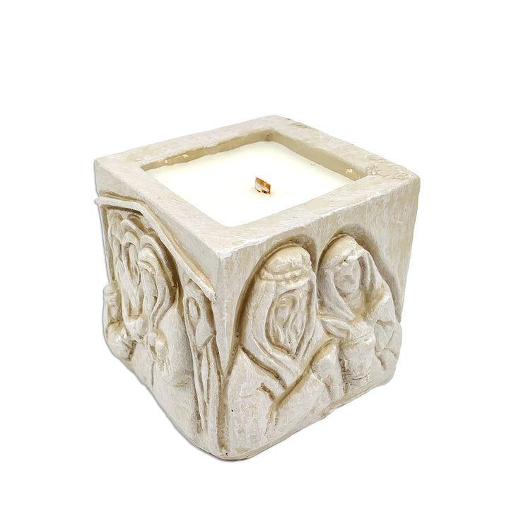 Candle Nativity Square Driftwood *CM