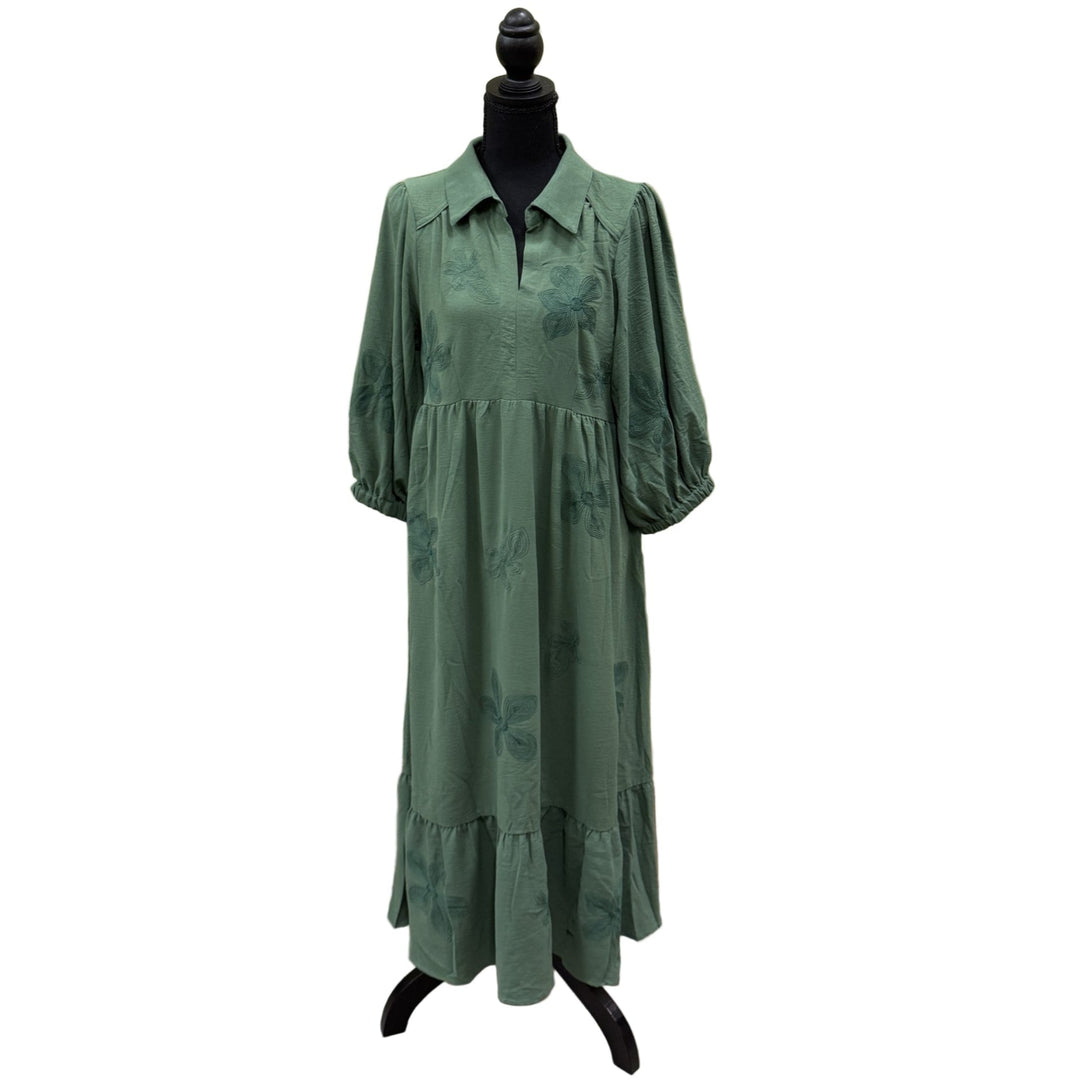 umgee olive long dress with sleeves