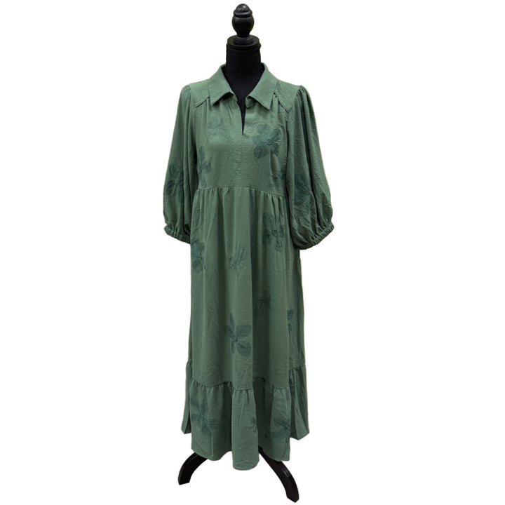 umgee olive long dress with sleeves