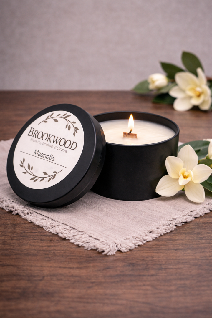 Candle Black Tin Magnolia 8oz *CM