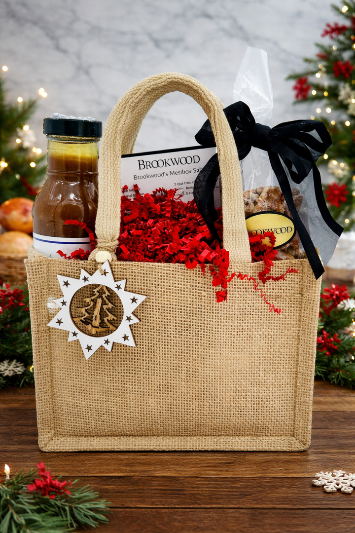 Dressing Mesibov Salad Kit - Burlap Bag Snowflake Black Bow *CM