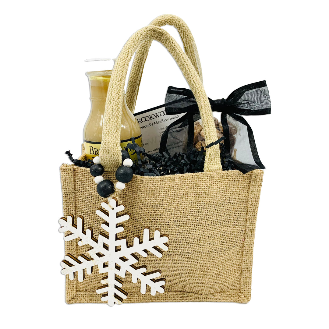 Dressing Mesibov Salad Kit - Burlap Bag Snowflake Black Bow