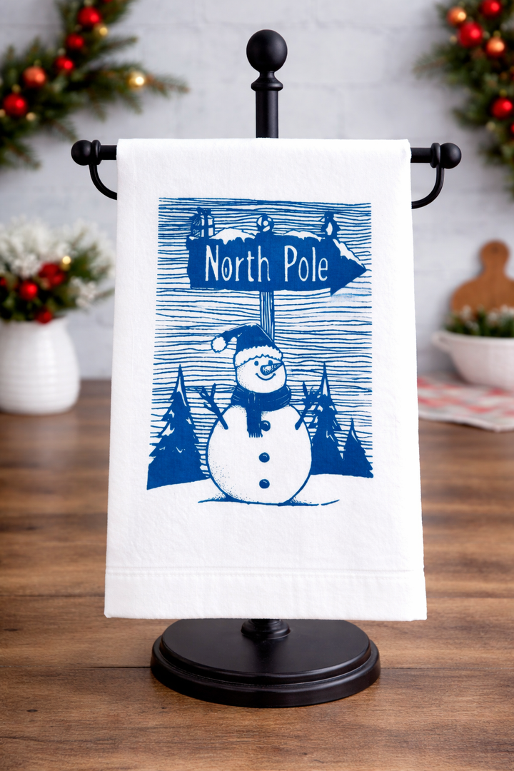 Tea Towel Snowman North Pole