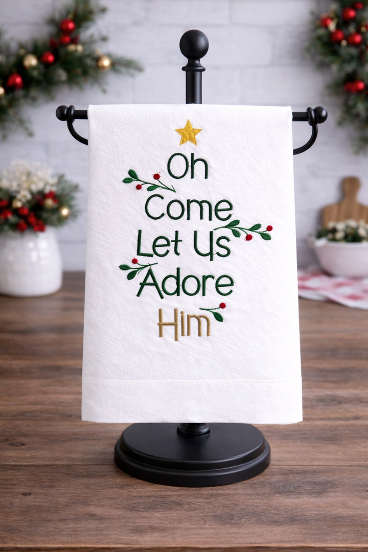 Towel Oh Come Let Us Adore Him Embroidery *CM