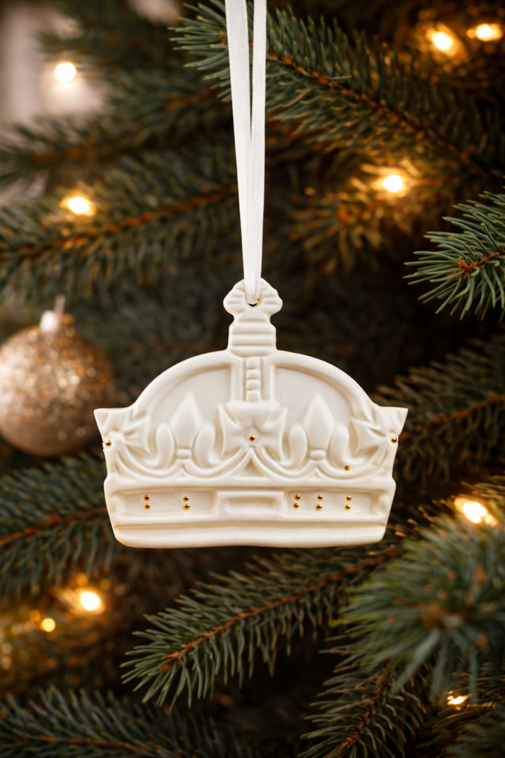 Ornament Crown White Gold Dots *CM