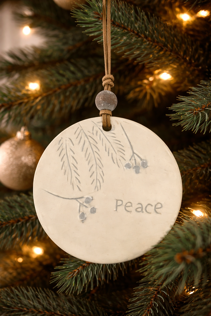 Ornament Peace & Joy Pearl Grey *CM