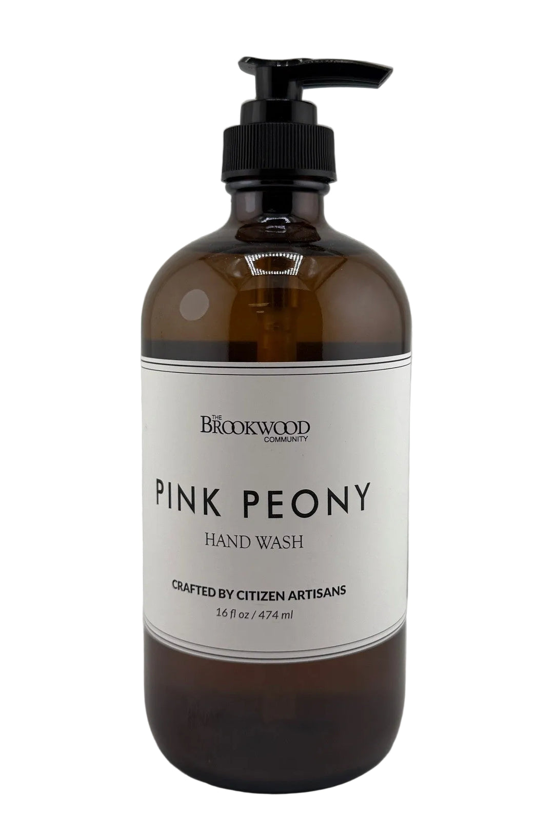  pink peony hand soap amber bottle