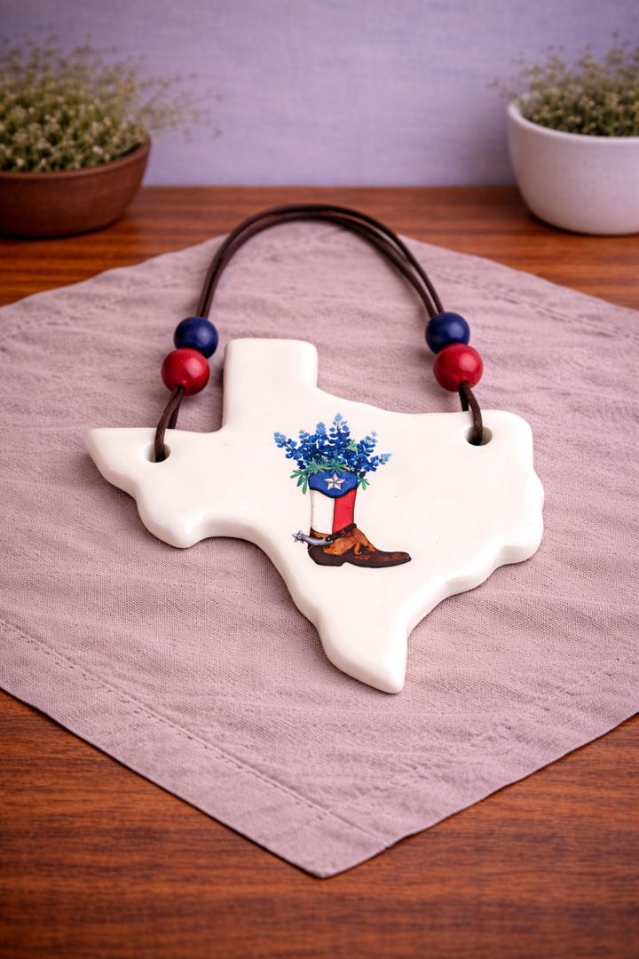 Plaque Texas Boots and Bluebonnets *CM