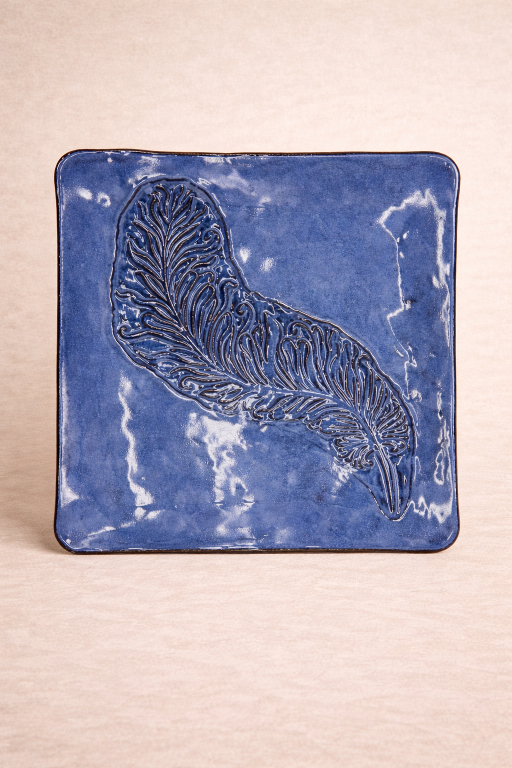 Plate Baking Blue Feather 10.5" *CM