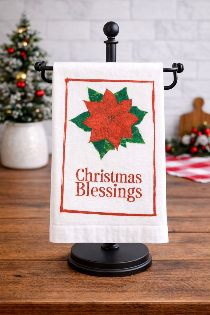 Towel Poinsettia Christmas Blessings *CM