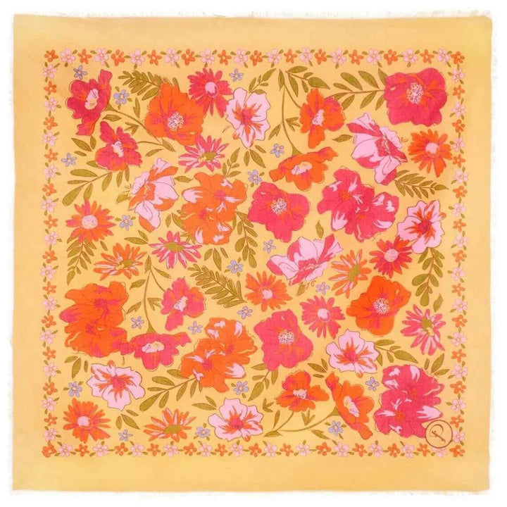 Cotton Bandana Sketched Florals Mustard