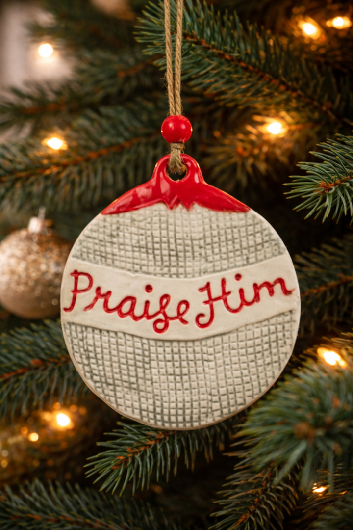 Ornament Praise him Burlap Cobblestone *CM