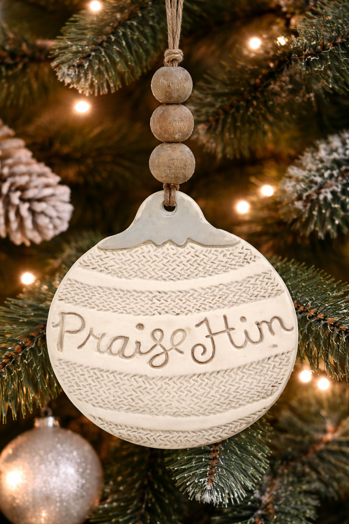 Ornament Praise Him Striped Gray *CM