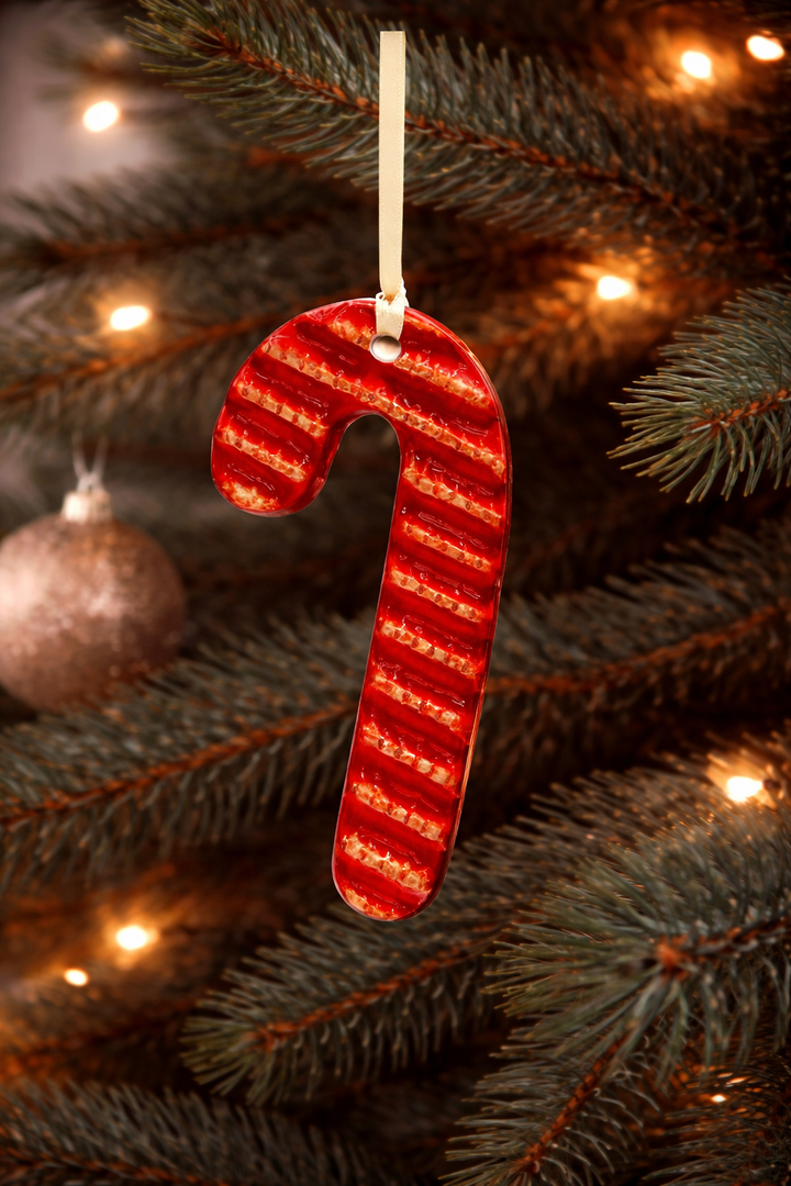 Ornament Candy Cane Stripes Texture Red