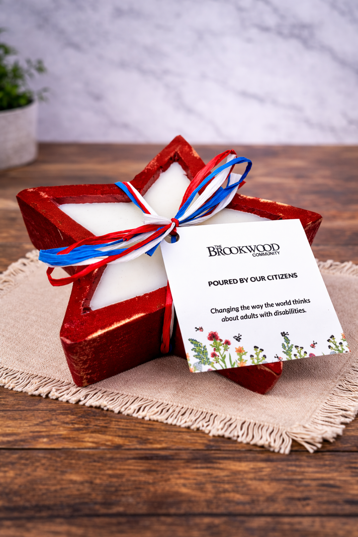 Candle Wooden Star Red *CM