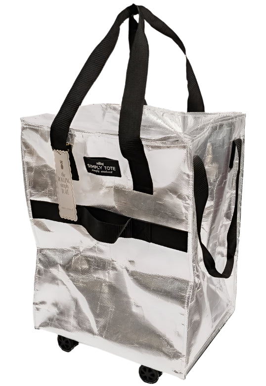 simply southern rolling tote bag in silver