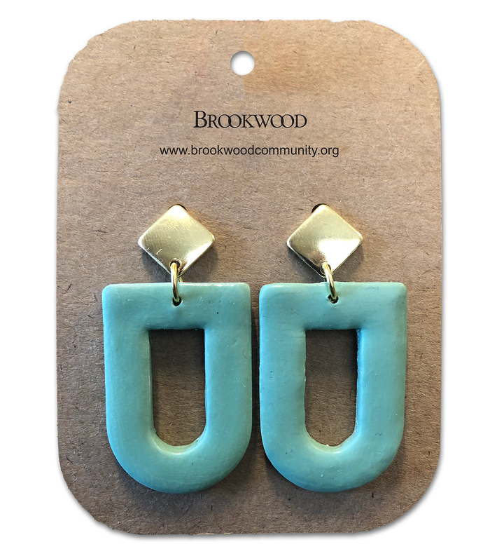 Leaf Green Arch Earrings *CM