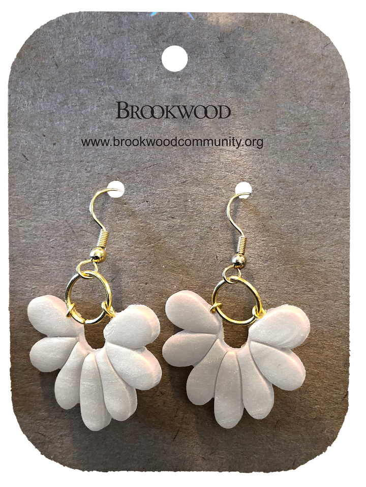 White 7 Leaf Earrings