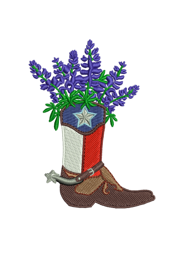 Dish Towel Bluebonnet Boot Embroidered