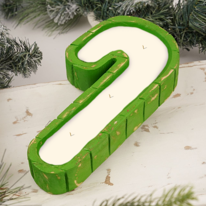 Candy Cane Wooden Candle Green - Christmas Pine *CM