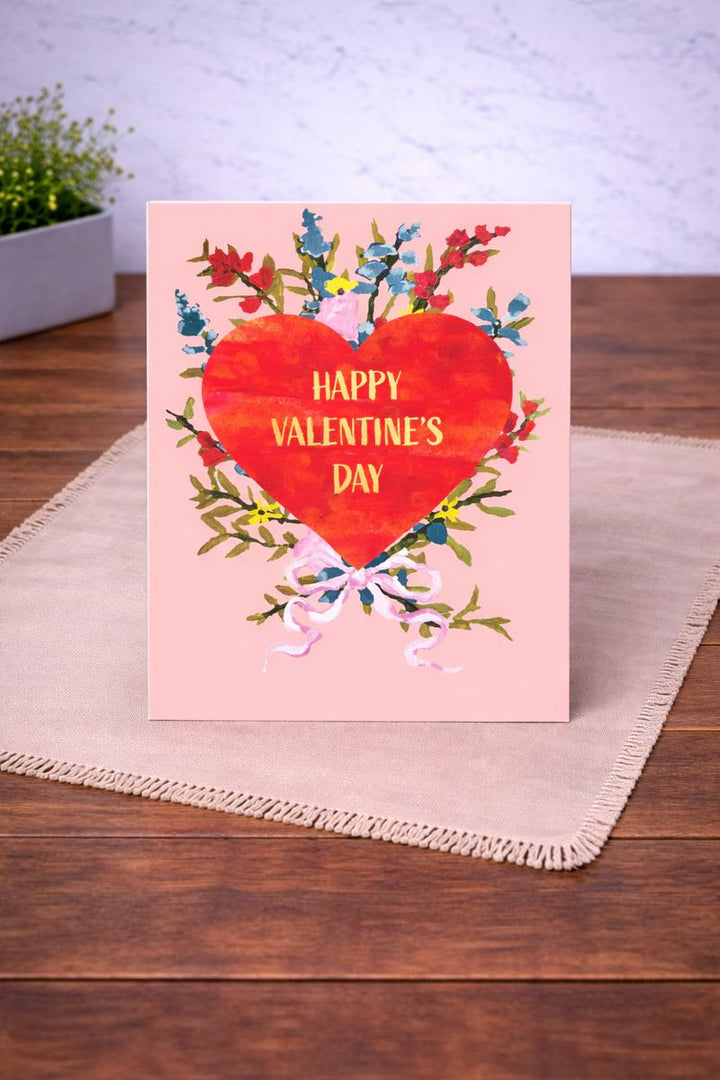 Card Valentine's Heart Pink Bouquet *CM