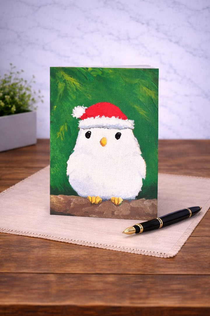 Card Christmas Hat Owl Pack 10 *CM