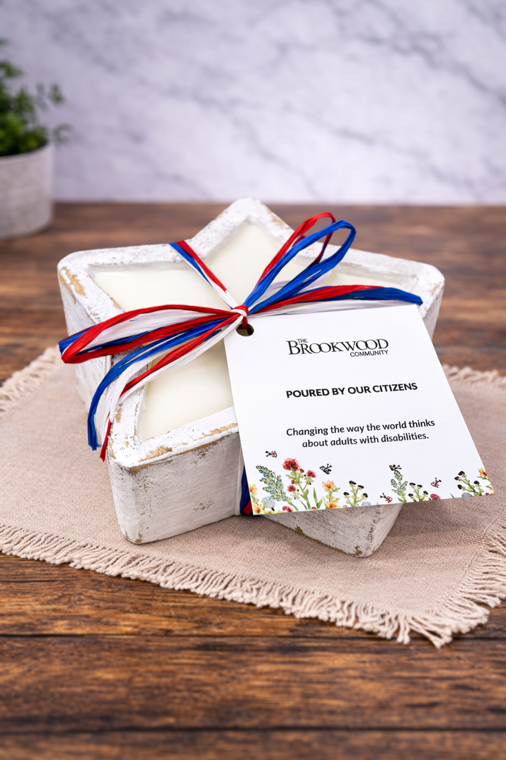 Candle Wooden Star White *CM